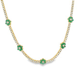 Emerald + Diamond Flower Necklace
