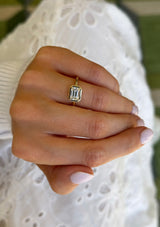 Bezel Set Emerald Diamond Ring