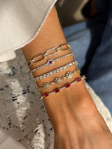 Bezel Flower Tennis Bracelet