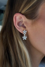 Diamond Drop Flower Earrings