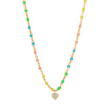 Rainbow Bead Necklace with Charm