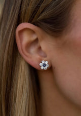 Diamond + Sapphire Flower Studs