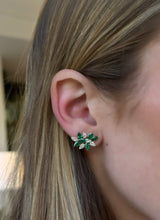 Emerald and Diamond Flower Earrings