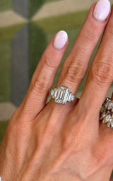2.93ctw Emerald and Baguette Engagement Ring