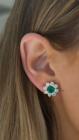 Gemstone and Diamond Flower Earrings