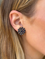 Cabochon Sapphire Flower Earrings