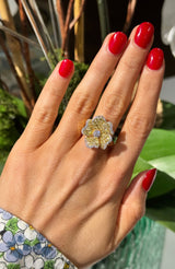 Yellow Diamond Flower Ring