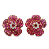 Vintage Ruby Flower Earrings