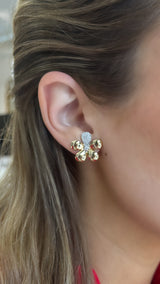 Large Diamond Flower Earrings