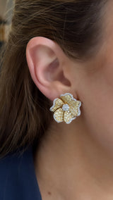 Yellow Diamond Flower Earrings