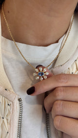 Sapphire and Diamond Flower Necklace