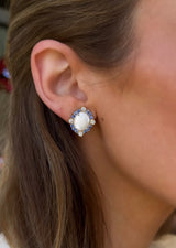 Pearl Cabochon Gemstone Earrings