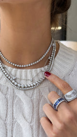 Graduated Bezel Tennis Necklace
