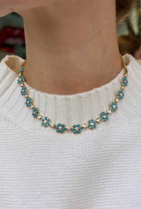 Turquoise Bezel Flower Necklace