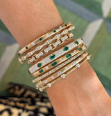 Large Emerald + Diamond Bangle