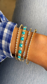 Turquoise + Diamond Pyramid Bangle