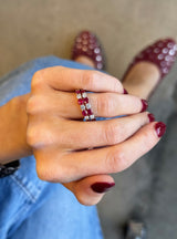 Round & Oval Gemstone Diamond Ring