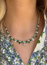 Emerald and Diamond Tennis Necklace