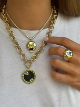 Bezel Oval Halo Handwriting Pendant