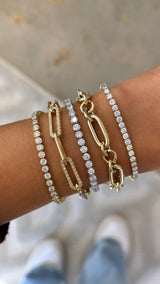 Pulsera de eslabones mixtos abullonados