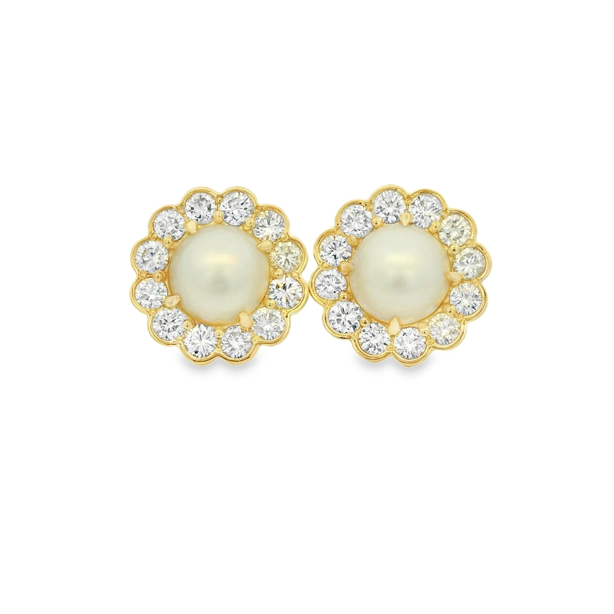 Bezel Pearl Flower Studs – Milliard Diamond Concierge