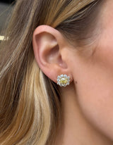 Yellow Diamond Flower Studs