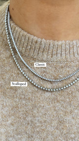 Pre-Order - Scalloped Tennis Necklace