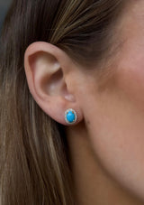 Turquoise + Diamond Halo Studs