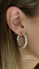 2 Prong In and Out Diamond Hoops