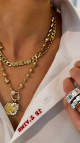 Gold Drop + Diamond Clasp Necklace