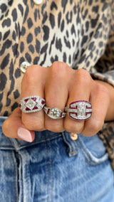 Ruby + Diamond Shield Ring