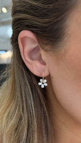 Square Hoop Flower Earrings