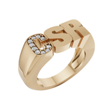Diamond Initial Signet Ring