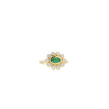 Bezel Emerald Flower Ring