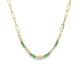 Diamond + Gemstone Paperclip Necklace
