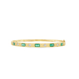 Large Emerald + Diamond Bangle