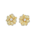 Yellow Diamond Flower Earrings