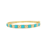 Turquoise + Diamond Pyramid Bangle