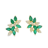Emerald and Diamond Flower Earrings