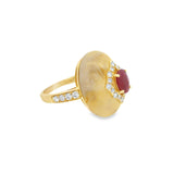 Ruby + Quartz Cocktail Ring