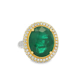 Oval Emerald Ring with Pavé Halo