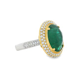 Oval Emerald Ring with Pavé Halo