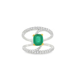 Emerald + Diamond Twist Ring
