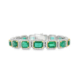 Emerald + Diamond Halo Bracelet