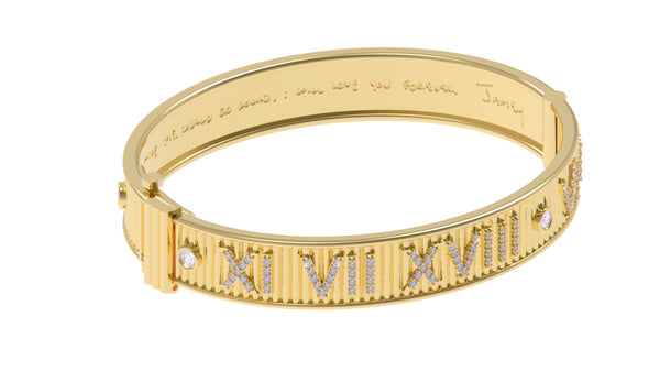 Fluted Roman Numeral Bangle