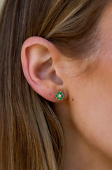 Gemstone Bezel Flower Studs