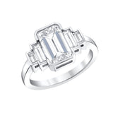 2.93ctw Emerald and Baguette Engagement Ring
