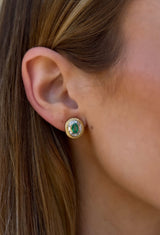 Emerald + Baguette Diamond Studs