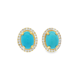 Turquoise + Diamond Halo Studs