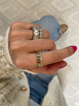 Emerald Cut Diamond and Gold Cigar Band